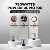 Preethi Mixer Grinder Popular MG 142 - 3 Jars 750Watt